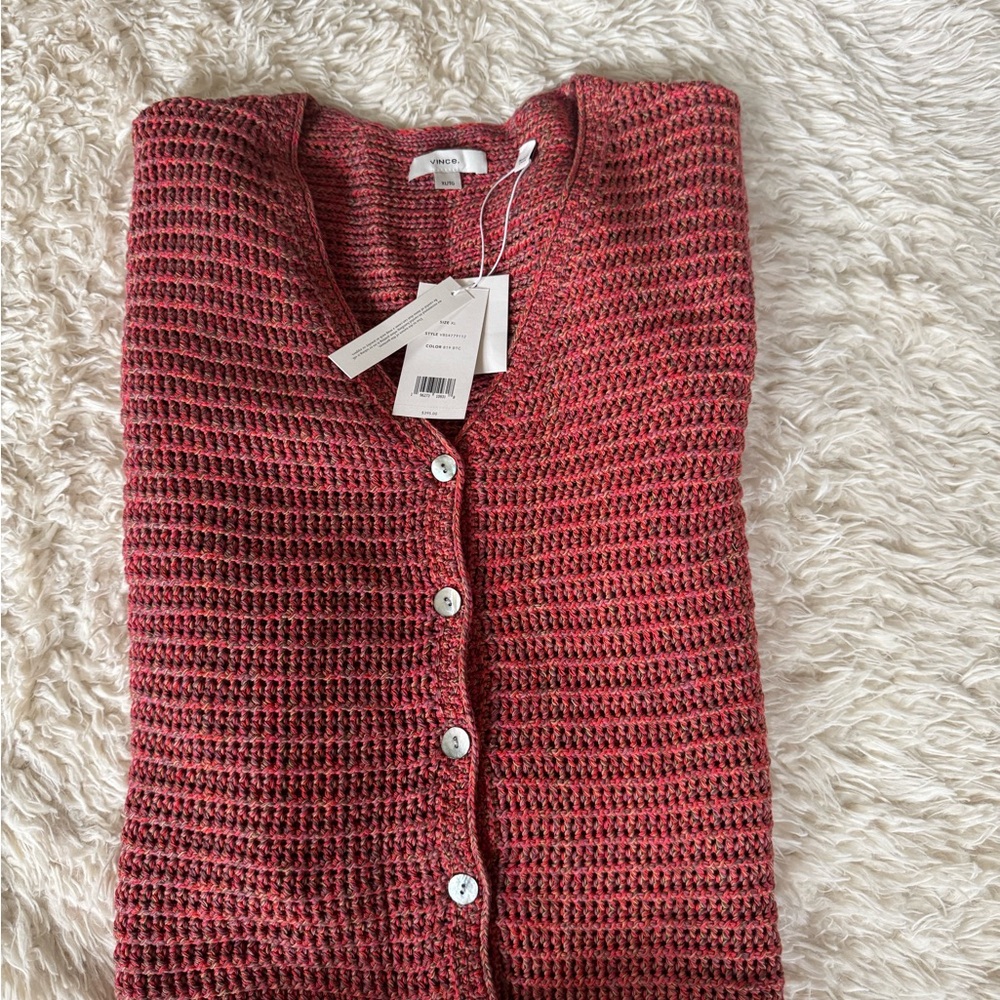 Women's VINCE Crochet Marled Cardigan Sweater